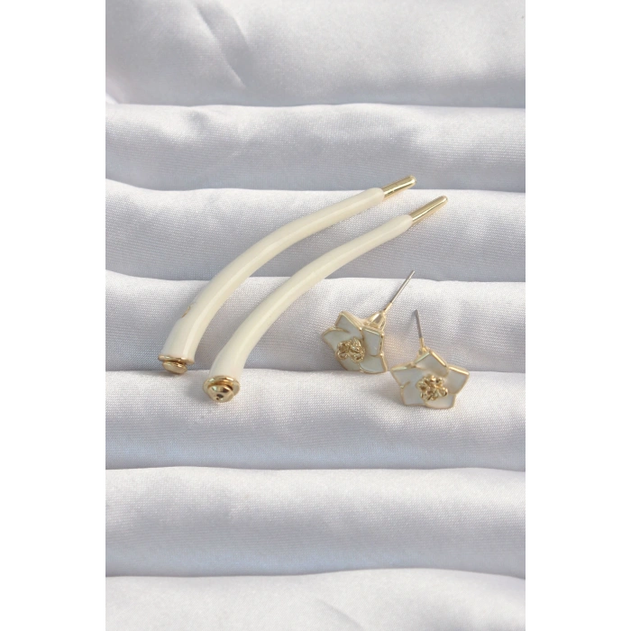 Pirinç Krem Renk Botega Küpe - TJ-BKP9169