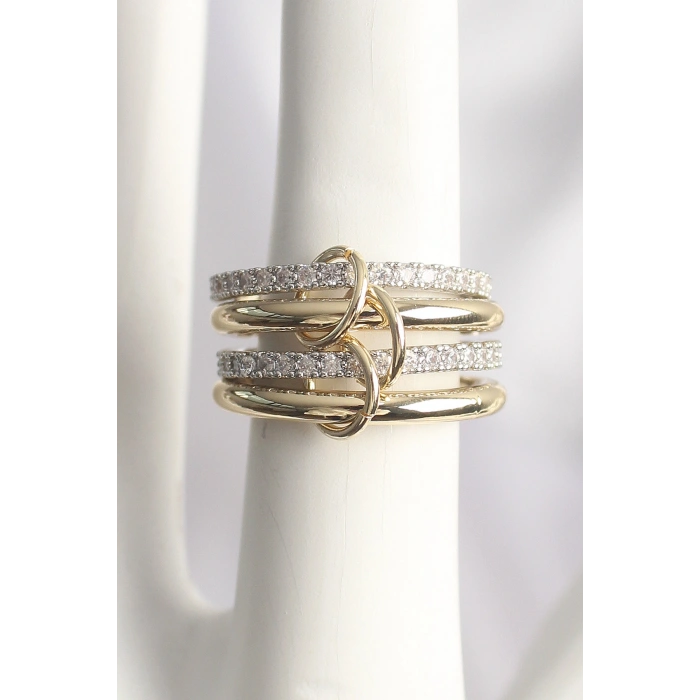 Pirinç Mix Renk Zirkon Taşlı 4Lü Kadın Yüzük - TJ-BYK3706