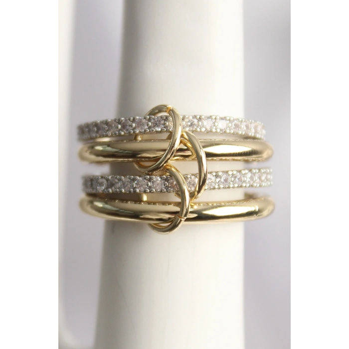 Pirinç Mix Renk Zirkon Taşlı 4Lü Kadın Yüzük - TJ-BYK3706