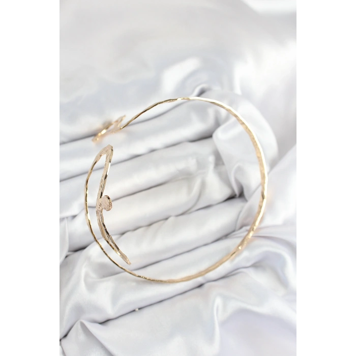 Pirinç Yılan Model Gold Renk Kadın Pazu Bileklik - TJ-BB7524