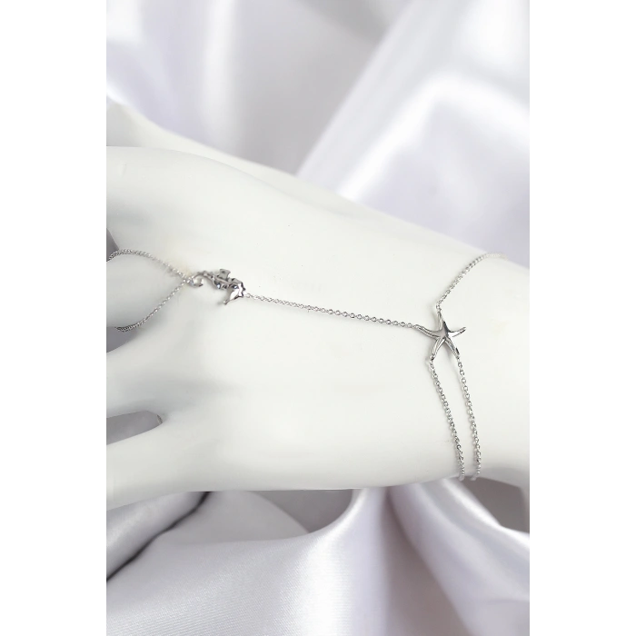 Pirinç Zirkon Taşlı Deniz Atı Ve Yıldız Model Gümüş Renk Şahmeran - TJ-SN712