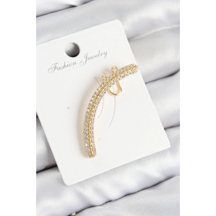 Pirinç Zirkon Taşlı Model Gold Renk Sağ Kıkırdak Küpe - TJ-BKP10992