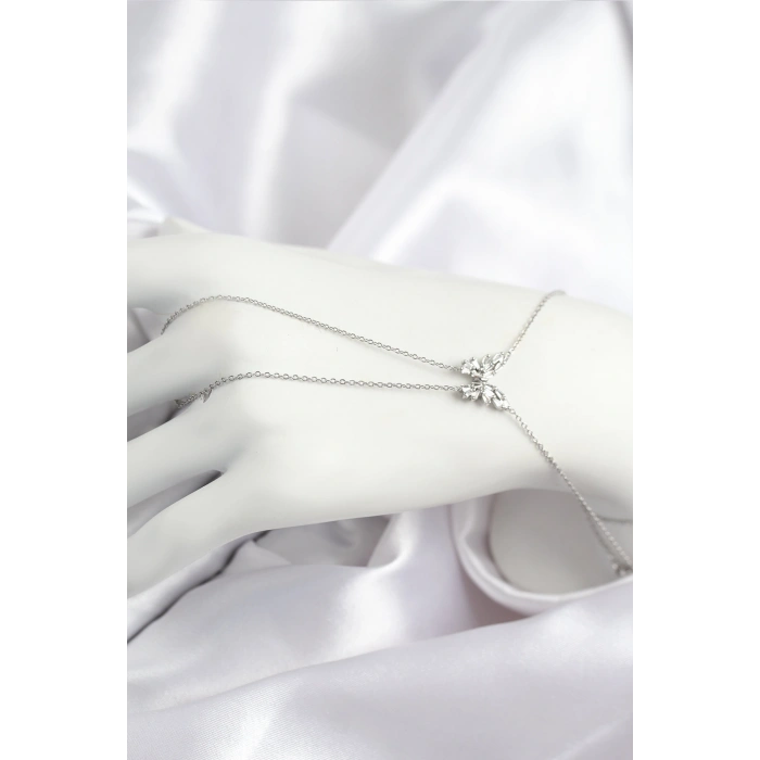 Pirinç Zirkon Taşlı Model Gümüş Renk Şahmeran - TJ-SN716