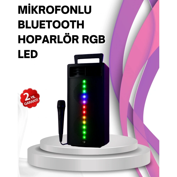 Renkli Işıklı Bluetooth Hoparlör – Taşınabilir, Güçlü Ses Performansı