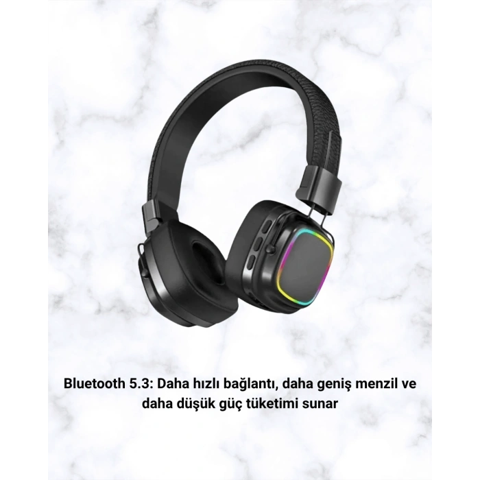 RGB Işıklı Katlanabilir Bluetooth 5.3 Kulak Üstü Kulaklık