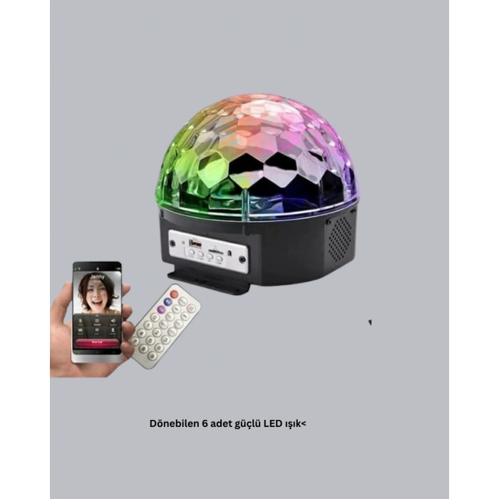 Ritim Hassasiyetli Bluetooth Hoparlörlü Disko Işığı Döner LED Efektli