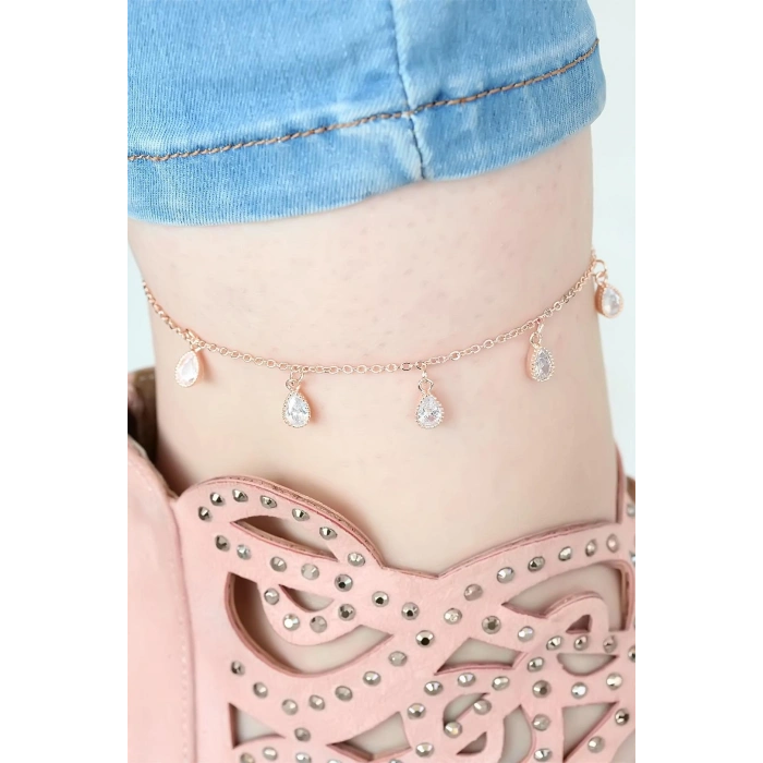 Rose Renk Zincirli Damla Taşlı Hal Hal - TJ-HH823-KS