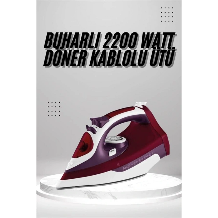 Seramik Tabanlı Kırmızı 2200 Watt Şok Buharlı Ütü