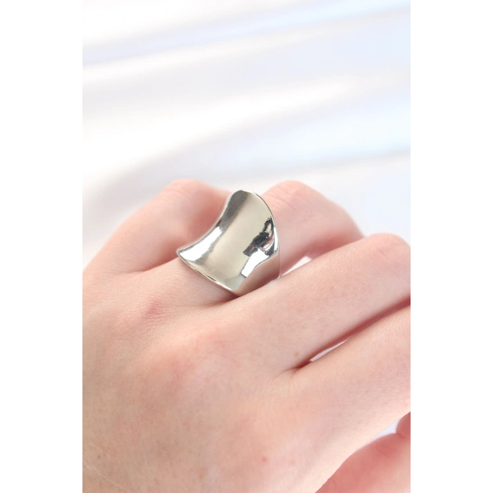 Silver Renk Ayarlanabilir Kavisli Ayna Yüzük - TJ-BYK3114