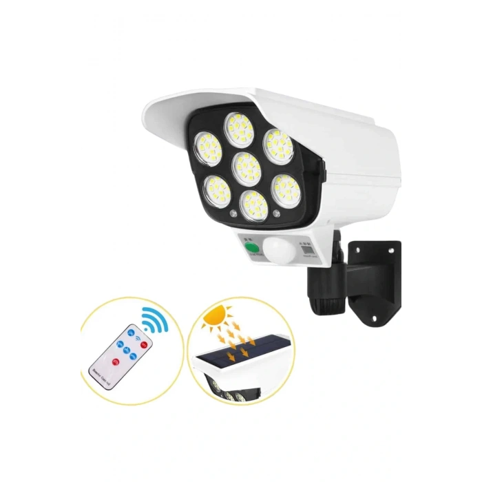 Solar Bahçe Aydınlatması Hareket Sensörlü Uzaktan Kumandalı Kamera Görünümlü