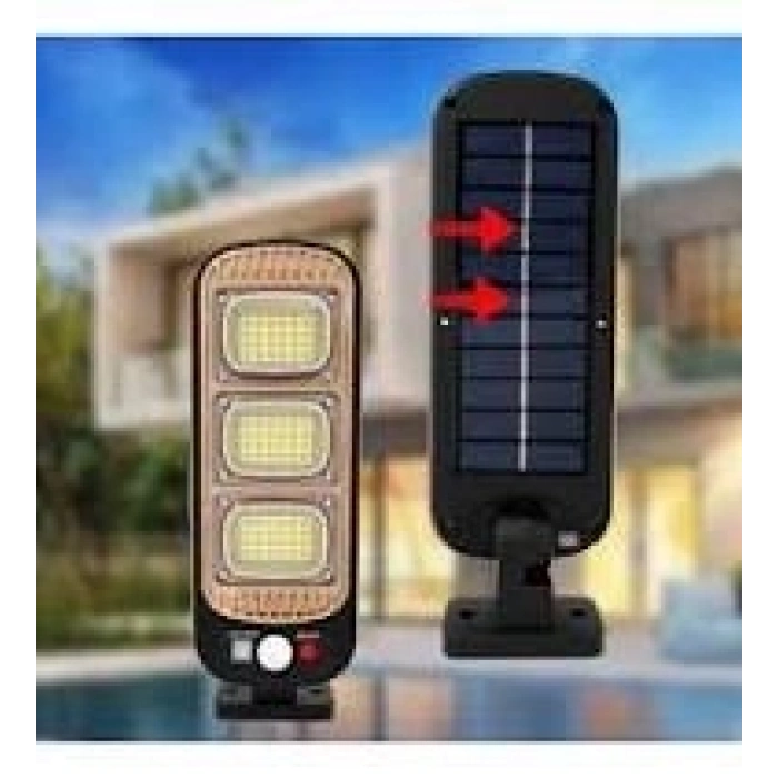 Solar Panel Su Geçirmez Uzaktan Kumandalı LED Hareket Sensörü Bahçe Ve Dış Mekan Lambası (0177)