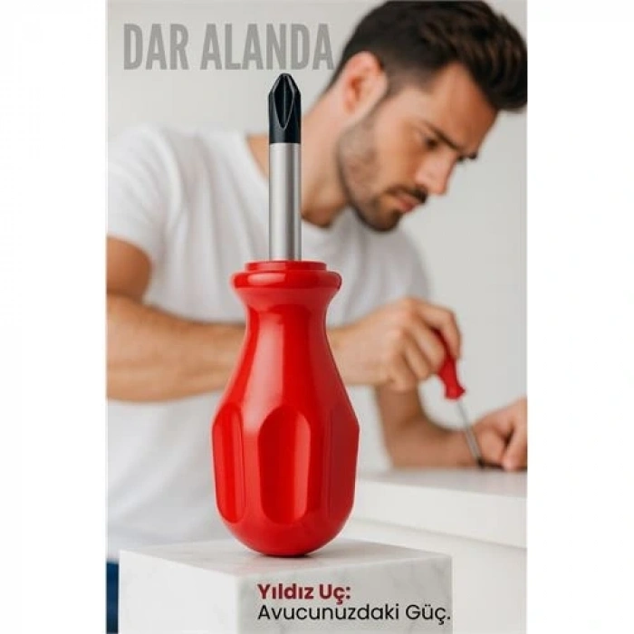 uç İçi Mini Topaç Tornida Yıldız Uçlu Kısa Şaft Ufak Vidalama Anahtarı Hassas El Aleti