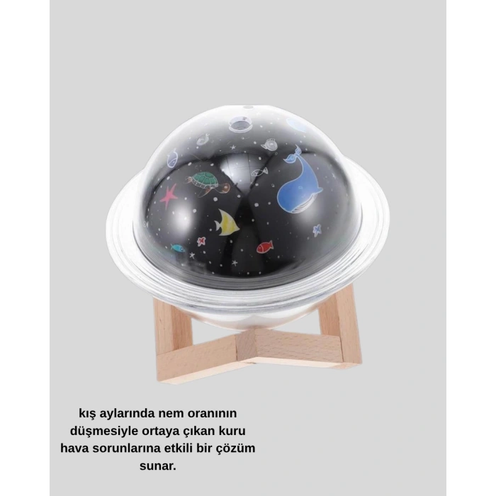 USB Mini Ha Nemlendirici ve Projeksiyon Lamba – Taşınabilir, Sessiz, Dekoratif Aromaterapi Cihazı