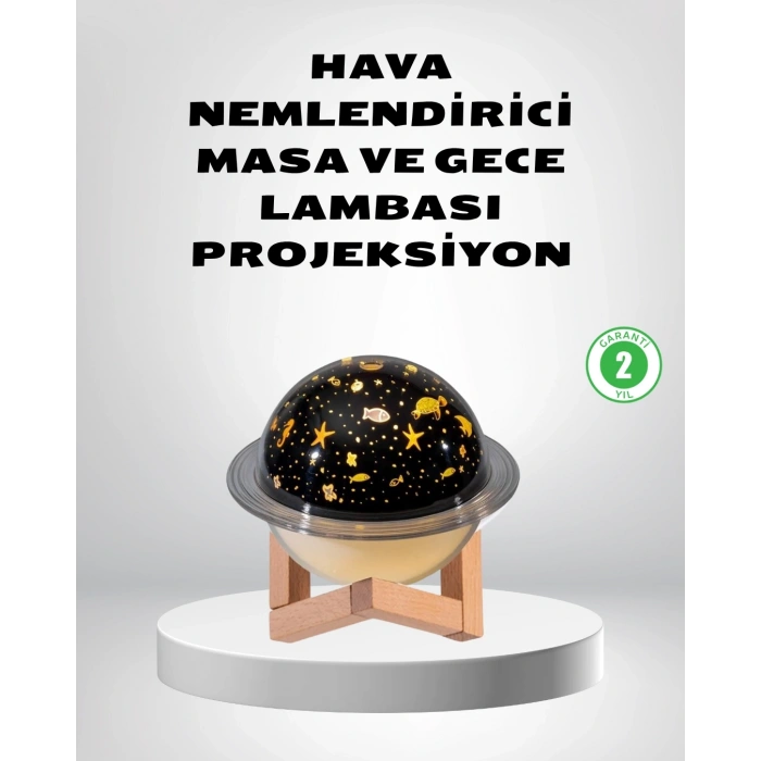 USB Projeksiyon Gece Lambası ve Ha Nemlendirici – Aromaterapi Destekli, Taşınabilir Mini