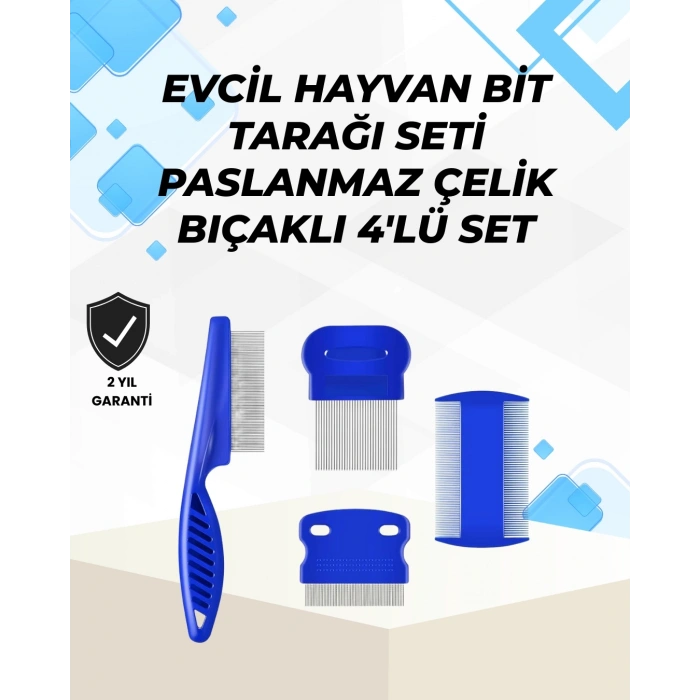 Uzun ve Kısa Tüylü Hayvanlara Özel Bit Tarağı ve Tüy Temizleme Seti