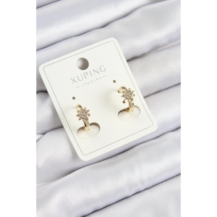 Xuping Zirkon Taşlı Çiçek Model Gold Renk Kadın Küpe - TJ-BKP10849