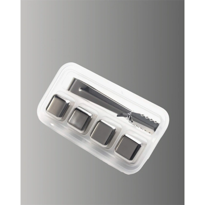 Yeniden Kullanılabilir 304 Çelik Metal Buz Küpleri 4lü Set