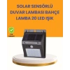 20 LED Güneş Enerjili Hareket Sensörlü Dış Mekan Duvar Lambası