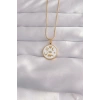 316L Çelik Gold Renk Beyaz Mineli Karışık Figürlü Tarot Kolye