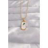 316L Çelik Gold Renk Beyaz Mineli Tarot Kolye
