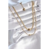 316L Çelik Gold Renk İtalyan Zincir Model Topçuk Detay Kadın Kolye - TJ-BKO8312