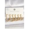 316L Çelik Gold Renk Kalp Model Kadın Küpe Seti