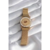 316L Çelik Gold Renk Mıknatıslı Hasır Zirkon Taşlı Çeyrk Altın Model Kadın Bileklik - TJ-BB5820