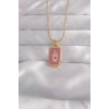 316L Çelik Gold Renk Mor Mineli El Figür Tarot Kolye - TJ-BKO9034