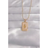 316L Çelik Gold Renk Pembe Mineli El Figür Tarot Kolye