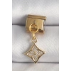 316L Çelik Gold Renk Sallantı Zirkon Taşlı Çiçek İşlemeli Nomination Charm - TJ-BC1355