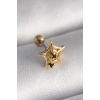 316L Çelik Gold Renk Siyah Zirkon Taş Detay Örümcek Ağ Model Tragus Piercing - TJ-PR1292