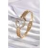 316L Çelik Gold Renk Takılabilen Zirkon Taş Detay Kadın Kelepçe - TJ-BB5548