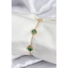 316L Çelik Gold Renk Yeşil Baby Boy Yonca Kadın Bileklik - TJ-BB7944