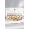 316L Çelik Gold Renk Yıldız Halka Model Kadın Küpe Seti - TJ-BKP10392