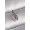 316L Çelik Gümüş Renk Mor Mineli Kalp Zirkon Taş Detay Tragus Piercing - TJ-PR1273