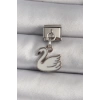316L Çelik Gümüş Renk Sallantı Beyaz Kuğu Model Nomination Charm - TJ-BC1160