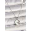 316L Çelik Gümüş Renk Zincir Beyaz Mineli Gün Batımı Model Kadın Kolye - TJ-BKO9999