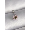 316L Çelik Gümüş Renk Zirkon Taşlı Çiçek Tragus Piercing