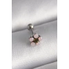 316L Çelik Gümüş Renk Zirkon Taşlı Çiçek Tragus Piercing - TJ-PR1277