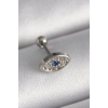 316L Çelik Gümüş Renk Zirkon Taşlı Göz Tragus Piercing