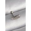 316L Çelik Gümüş Renk Zirkon Taşlı Kanat Tragus Piercing - TJ-PR1269