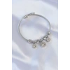 316L Çelik Gümüş Renk Zirkon Taşlı Model Charm Bileklik - TJ-BB6090