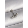 316L Çelik Gümüş Renk Zirkon Taşlı Tragus Piercing - TJ-PR1349