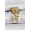 316L Çelik Sallantılı Zirkon Taşlı Model Gold Renk Nomination Charm - TJ-BC1414