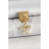 316L Çelik Sallantılı Zirkon Taşlı Model Gold Renk Nomination Charm - TJ-BC1434