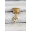 316L Çelik Sallantılı Zirkon Taşlı Yunus Balığı Model Gold Renk Nomination Charm - TJ-BC1407