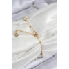 316L Çelik Sıralı Yonca Model Gold Renk Kadın Bileklik - TJ-BB7824
