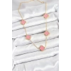 316L Çelik Zincir Gold Pembe Renk Yonca Kadın Kolye - TJ-BKO10583