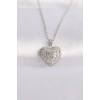 316L Çelik Zincir Gümüş Renk Zirkon Taşlı Kalp Kolye - TJ-BKO8623