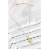 316L Çelik Zirkon Taşlı Ay Ve Güneş Model Gold Renk Kadın Kolye - TJ-BKO10539